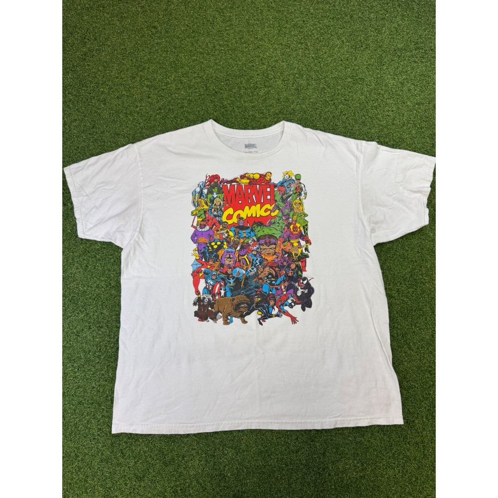 Marvel Comics Graphic T-Shirt Mens‎ 2XL White Character Collage Mad Engine Tee